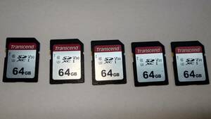 ★中古品・フォーマット済★Transcend SDXCメモリーカード 64GB★数量：5枚