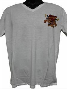 エドハーディー ED HARDY メンズ半袖Tシャツ ホワイト Lサイズ M02CMV052 新品 Vネック ラブキル