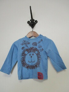 PAKAPAKA青プリント長袖Tシャツ サイズ90（USED)52721②