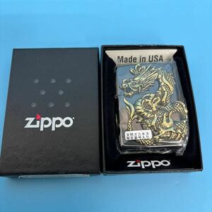 レ) [未使用] ZIPPO ジッポー ダブルドラゴン ライター 和柄 龍 ブラックニッケル 天然オニキス ZIP-D-DRAGON-BB 管理tk 送料520円