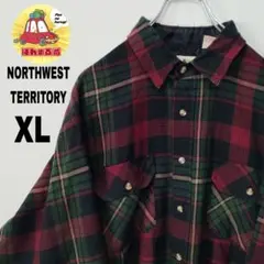 usa古着 NORTHWESTTERRITORY ネルシャツ　XL グリーン