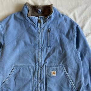 希少色! 00s Carhartt XXL ダックジャケット 裏ボア サックス ビンテージ ワーク カバーオール デトロイト 90s