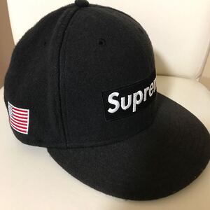 Supreme シュプリーム 10AW Woolrich Box Logo NEW ERA キャップ 7-1/2 59.6cm ブラック ウール