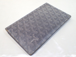 11206[T]正規品♪ GOYARD ゴヤール 二つ折り札入れ 長財布 カードケース ヘリボーン PVC レザー グレー×イエロー系