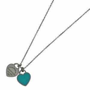 ティファニー TIFFANY&Co. リターントゥティファニー ダブルハート ネックレス ハートタグ シルバー925 シルバー ブルー レディース 中古