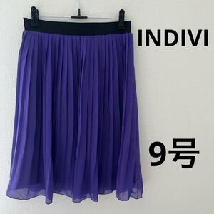 INDIVI/インディヴィ プリーツスカート パープル ウエストゴム レディース