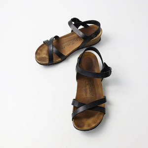 パピリオ Papilio ビルケンシュトック BIRKENSTOCK Alyssa レザーストラップサンダル 24.5cm /ブラック【2400014192438】