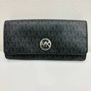 MICHAEL KORS マイケルコース MK ブラック 黒色 長財布 折りたたみ財布 男女兼用 ボタン式 ファッション シンプル 1871