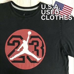 ★大きいサイズ!!★USA直輸入!!★【Air Jordan #23 エアジョーダン】BIGラバープリント 半袖 Tシャツ[メンズ XL]黒 ジャンプマン K-902