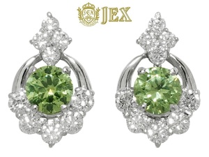 Demantoid Garnet Pt900デマントイドガーネット ダイヤモンドピアス 　NO.48428-B