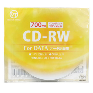 まとめ得 VERTEX CD-RW(Data) 繰り返し記録用 700MB 1-4倍速 1P インクジェットプリンタ対応(ホワイト) 1CDRWD.700MBCA x [10個] /l