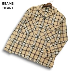 BEAMS HEART ビームス ハート 通年 オーバーサイズ★ CPO チェック シャツ ジャケット Sz.S　メンズ　A4T09088_8#C