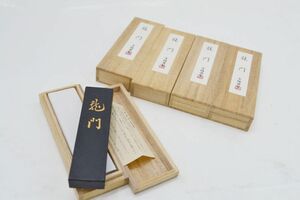 (842S 0620Y6)1円～ 未使用 墨 龍門 古梅園製 5点セット 共箱 書道 固形墨 美術 工芸品 コレクション 書道具 総約159ｇ