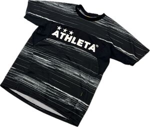 ATHLETA ☆ デザイン 柄 プラクティスシャツ ゲームシャツ ブラック M 春夏 サッカー フットサル スポーツ トレーニング アスレタ■E292