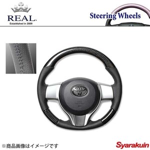 REAL レアル ステアリング SUBARU/スバル トレジア 120系 オリジナルシリーズ ノーマルグリップ ブラックカーボン ブラックステッチ