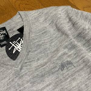 STUSSY ステューシー ニット 新品未使用品 正規タグ付 ヘザーグレー S 上質 メリノウールセーター 薄手 ユニセックスもOK レディースも可能