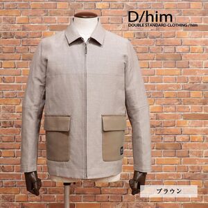 1円/秋冬/D/him/48サイズ/ブルゾン ウール ヘンプ混キャンバス 無地 ミニマル シンプル スイングトップ 新品/茶色/ブラウン/jc256/