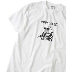 GYM MASTER ジムマスター G351712 5.6oz HAPPY DAY OFF Tシャツ ホワイト Mサイズ 新品