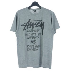 ステューシー STUSSY ショーンフォント プリントTシャツ 半袖カットソー クルーネック M グレー メンズ