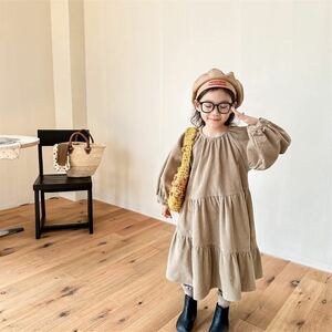 子供服 110cm 120㎝ 130㎝ キッズ ワンピース コーデュロイ コーデュロイワンピース 長袖 女の子 ガールズ