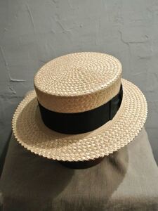 ミント！50s Vintage Dobbs boater hat 3/8 59cm ヴィンテージ ドブス ボーターハット カンカン帽 黒リボン ステットソン 麦わら 60cm