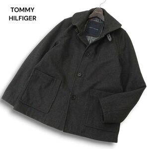 TOMMY HILFIGER トミーヒルフィガー 秋冬 裏地キルティング★ メルトン ウール シングル コート Sz.L　メンズ グレー　C4T08314_9#N