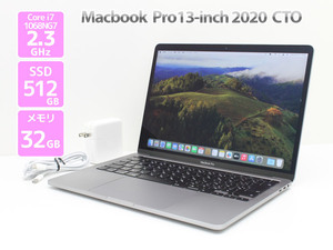 Apple Macbook Pro 13-inch,2020 CTO スペースグレイ Core i7 1068NG7 2.3GHz メモリ32GB SSD512GB Cランク H84H 中古