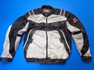 13840■NANKAI 南海 メッシュ ライディング ジャケット ライダース グレー 黒 サイズ XL