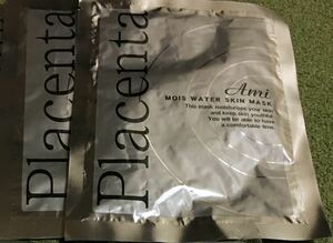 placenta face sheet pack 2枚セット ヒアルロン酸 保湿 プラセンタ コラーゲン フェイスマスク新品未使用品 Ami MOIS WATER SKIN MASK