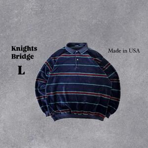 Knights Bridge ボーダー ポロシャツ USA製 古着 L