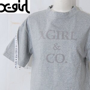 エックスガールX-girl■半袖Tシャツ 袖リボン フロントビッグロゴ■1■グレー ※NK4328354