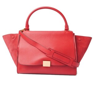 セリーヌ ハンドバッグ/ショルダーバッグ CELINE トラペーズ/TRAPEZE 169543 RED/レッド 2way ストラップ付