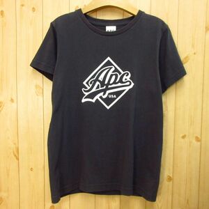 ◎A.P.C. US アーペーセー◆半袖 Tシャツコットン 胸プリント カレッジロゴ◆レディース 紺 Sサイズ◆A5449