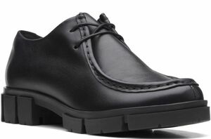 Clarks 24.5cm チャンキー レースアップ レザー ブラック ドレス ヒール ローファー フラット ブーツ スニーカー パンプス RRR56