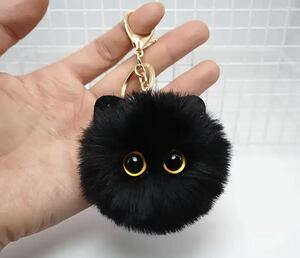 【送料込】【新品未使用】まんまる黒猫くろねこぬいぐるみキーホルダー（一つ）