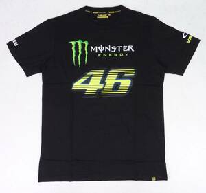 VR46 モンスターエナジー MONSTER ENERGY ビッグ46デザイン イタリアンフラッグ 半袖 Tシャツ （ブラック） (M) [並行輸入品]