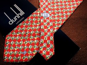 ★良品★3R00414【dunhill】ダンヒル「花 植物 dロゴ 柄」ネクタイ