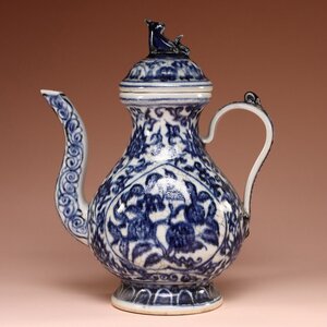 ■大成美術■青花杏紋執壺（検）明時代 染付 陶磁器 唐物 中国美術 骨董 古玩 031