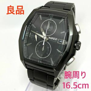 良品☆電池新品☆送料込☆セイコー SEIKO ワイアード WIRED クロノグラフ メンズ腕時計 ブラック カットガラス 人気モデル 7T92-0NZ0