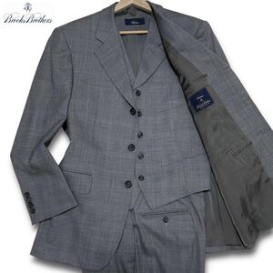 未使用級/L相当/最高級ライン Brooks Brothers 1818 ブルックスブラザーズ ビジネススーツ スリーピース 3P セットアップ グレンチェック