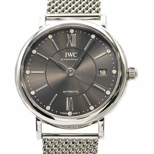 [3年保証] IWC ボーイズ ポートフィノ オートマティック 37 IW458110 箱保 12Pダイヤ カレンダー グレー 自動巻き 腕時計 中古 送料無料