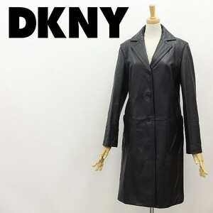 ◆DKNY ダナキャラン ラムレザー 羊革 ロング コート 黒 ブラック 4