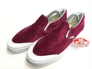 レア!! VANS SLIPON エンジ紫 ベルベット ラバー ハーフムーン? US9.5 (27.5cm) アメリカ企画限定!! スリッポン バンズ