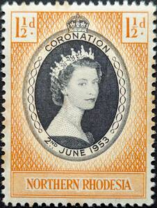 【外国切手】 北ローデシア 1953年06月02日 発行 エリザベス女王の戴冠式 未使用