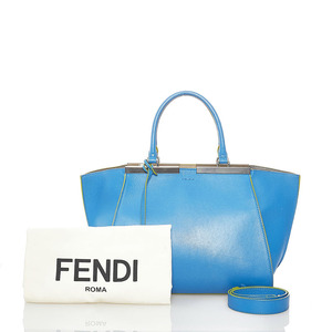 フェンディ トロワジュール ハンドバッグ ショルダーバッグ 2WAY ブルー レザー レディース FENDI 【中古】