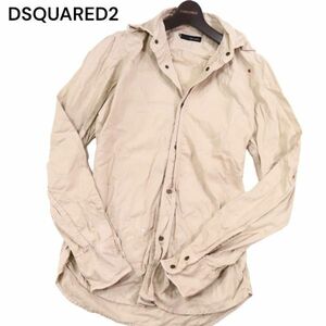 国内正規★ DSQUARED2 ディースクエアード 通年 ワイヤー入り★ 長袖 コットン シャツ Sz.48　メンズ ベージュ　I4T01121_4#C