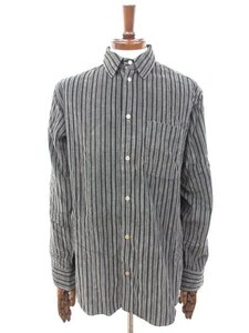 美品【GIORGIO ARMANI ジョルジオアルマーニ】ストライプ柄 コールテン シャツ (メンズ) sizeS グレー系 イタリア製 □32MK4223□