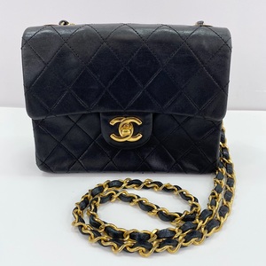 1円 シャネル Chanel ミニマトラッセ ココマーク ラムスキン ブラック YH235