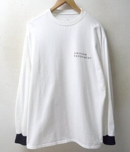 ◆UNIFORM EXPERIMENT fragment 23ss 美品 ユニフォームエクスペリメント L/S BAGGY TRIM TEE ロンT 長袖 Tシャツ 白 サイズ1 UE-230046