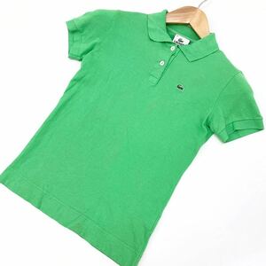  ■ラコステ LACOSTE 【鮮やかな若草色♪】【夏向き好アイテム♪】グリーン 緑 細身 半袖ポロシャツ 38 レディース ■J